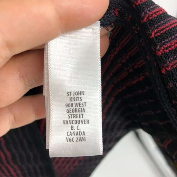 St. John Collection Black & Engineered Ombré Rib Short Sleeve Shift Dress size 6 - Picture 6 of 16